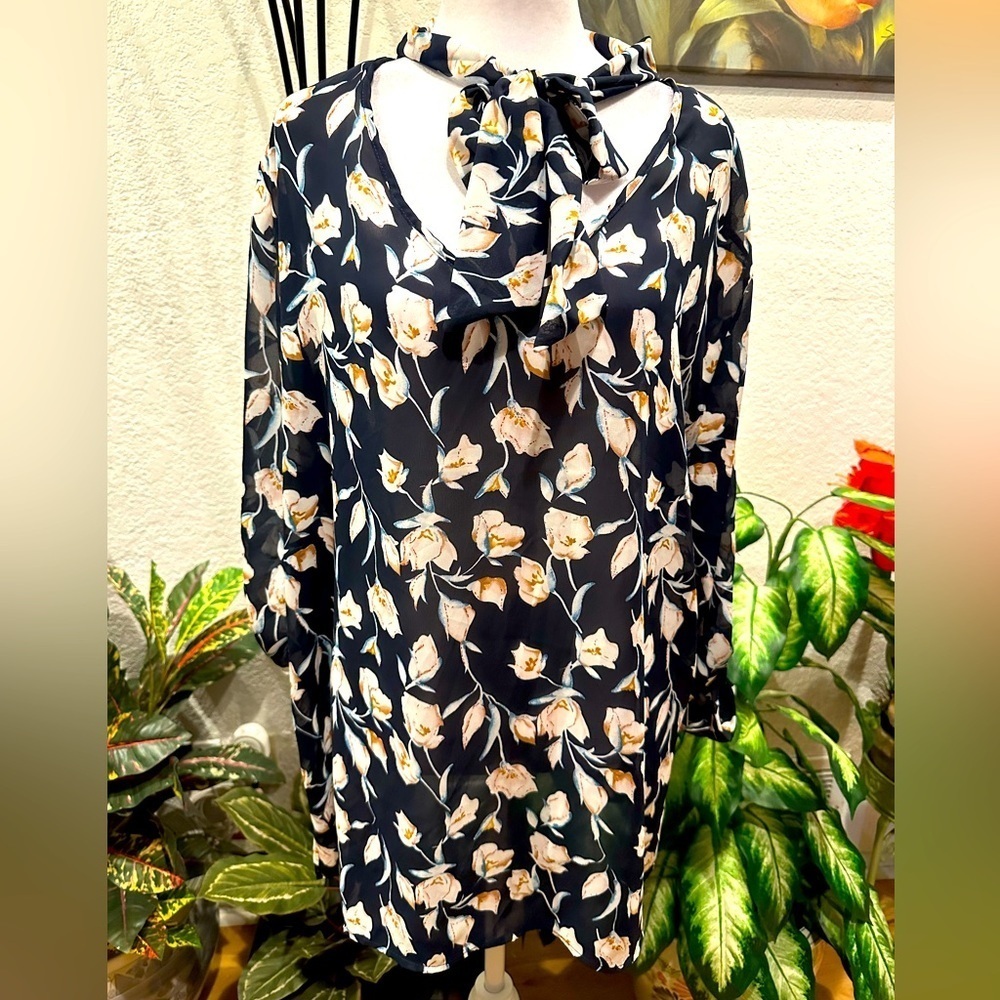 JM Jonathan Martin Collection black floral blouse plus size 2X